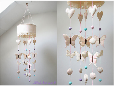 Baby Crib Canopies on Baby Crib Hanging Mobile  Butterfly And Heart Bed Canopy In Pink And